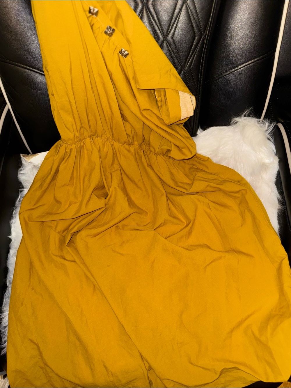 Mustard Yellow Women's Elastic-Waist Dress